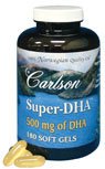 Carlson Super DHA Gems, 500mg Softgels, 180-Count