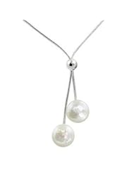 Sterling Silver cultured 11-12mm coin pearl lariat, 17"