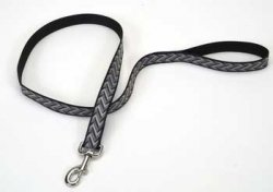 Coastal Lazer Brite Reflective Dog Leash - 5 8' Black Zig Zag
