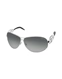 Roberto Cavalli - Roberto Cavalli Orione - Swarovski Crystal Logo Aviator Sunglasses silver/shaded blue