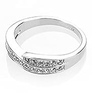 Platinum Plated Double Crossover Diamanté Ring