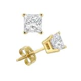 1/2ct Total Weight Princess Cut Cubic Zirconia Earrings