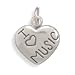 I Love MUSIC Charm Heart Tag Sterling Silver title=