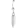 Solid 14kt White Gold Bead Drop Dangle Belly Ring