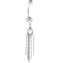 Solid 14kt White Gold Bead Drop Dangle Belly Ring