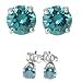 Blue Diamond Studs 0.75 Ct in 14K White Gold