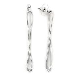Rhodium Brass with White Synthetic Earrings, Weight: 6.60gm