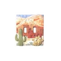 double switch decorative switch plate cover - Southwest cactus, double decorative switch plate