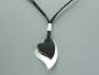 Chic and Sleek Heart Theme Black Onyx Sterling Silver Pendant with Cotton Cord