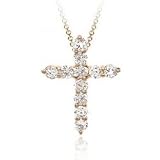 Vermeil (24k Gold over Sterling Silver) Diamond cubic zirconia cross cz Pendant