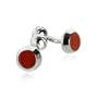 Round Orange Starburst Silver Cuff Links with Gift Box