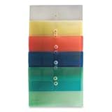 Anglers Company Ltd. Products - String/Button Poly Envelope Clsr., Side Opening, Ltr, 4/PK, Asst - Sold as 1 PK - Expanding polypropylene envelopes are resistant to moisture, tears and stains. All envelopes come complete with ID pocket and card for easy identification of contents.