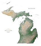 Michigan Topographic Wall Map by Raven Maps, Print on Paper (Non-Laminated)