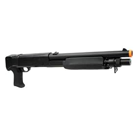 Crosman Stinger S34P. Multi shot pump shotgun, with two 30 BB cartridge shells.
