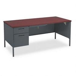 HON COMPANY / METRO CLASSIC SERIES LEFT PEDESTAL DESK, MAHOGANY/CHARCOAL, 66 X 30 / HONP3266LNS / Sold as 1 Each / Mfr Part # P3266LNS \*/ METRO CLASSIC SERIES LEFT PEDESTAL DESK, MAHOGANY/CHARCOAL, 6