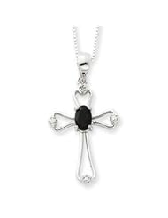 Sterling Silver Sapphire Cross Necklace QG2062-18"