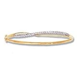 10K Yellow Gold Round Diamond Bangle Bracelet D.48tw