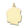Gold-plated Large Polished Engravable Girl's Head Charm