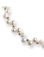Sterling Silver White Cultured Button Pearl Necklace - QH1857-16"