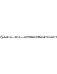 4mm 14k Fancy White Gold Link Bracelet 9"