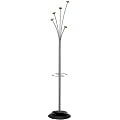Alba PMFEST Festival Coat Tree with Umbrella Holder, Five Knobs, Metal/Wood, Gray/Mahogany