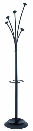 Alba Festival Hat and Coat Stand Tubular Steel with Umbrella Holder and 5 Pegs Black Ref PMFESTY N