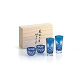藍彩工房一口ビール&おちょこ・ペアセット(桐箱入)