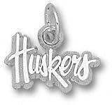Nebraska Cornhuskers Solid Sterling Silver ''HUSKERS'' 1/4'' Pendant