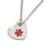Medical Alert ID Stainless Heart Pendant Necklace