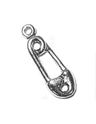 Sterling Silver 18" .8mm Wide Box Chain Necklace With Baby Diaper Safety Pin 3D Pendant