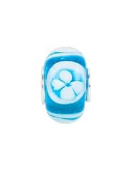 Kera Turquoise with White Flower Glass Bead