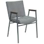Heavy Duty, 3'' Thickly Padded, Gray Fabric Upholstered Stack Chair with Arms [XU-60154-GY-GG]