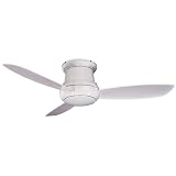 Minka-Aire F574-WH 52' Concept II WET Outdoor Flush Mount White Ceiling Fan w/ Light & Wall Ctrl