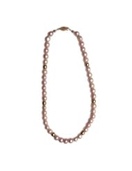 Large 9mm Pink Pearl Necklace with 14K Gold Plate Beads - 16 inches