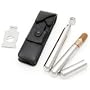 Black Leather Cigar and Flask Gift Set