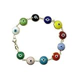 14K Gold Multicolor Evil Eye Bracelet