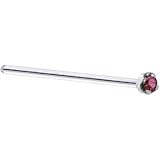 Solid 18KT White Gold (Februray) 1.5mm Genuine Purple Diamond Straight Fishtail 3/4 - 20 Gauge