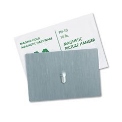 Magna Visual Magnetic Picture Hanger, Steel Hook, 4 x 6 Inches, 10 lb Capacity, Satin Steel Finish (PH-10)