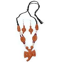 Fashion Jewelry Necklace and Earing In Terracota Handcrafted Unique Gift For Her