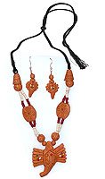Fashion Jewelry Necklace and Earing In Terracota Handcrafted Unique Gift For Her