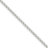 14k White Gold 1.65mm 10in Solid Spiga Chain Anklet 10 Inch - Lobster Claw - JewelryWeb