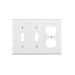 Leviton 88021 3-Gang 2-Toggle 1-Duplex Device Combination Wallplate, Standard Size, Thermoset, Device Mount, White