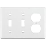 Leviton 88021 3-Gang 2-Toggle 1-Duplex Device Combination Wallplate, Standard Size, Thermoset, Device Mount, White