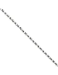14k Gold White Gold 2mm D/C Rope Chain 9 Inches