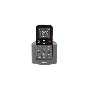 Tiptel Ergophone 6050 GSM, noir avec argentgrau téléphone grande touche portablé avec Rufnummernansage