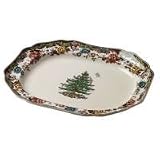 Spode Christmas Tree Grove Oval Holiday Serving Platter 20-in.