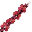 Sterling Silver Cherry/Strawberry Quartz, Garnet, Rhodonite Bracelet - 8.5 Inch