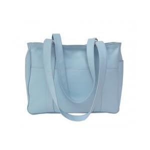 Buy Leather Shopping Bag - Small - Pastel Blue - by Piel Leather - 8748PB (Pastel Blue) (11H x 5W... by PIEL LEATHER