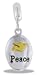 DaVinci "Peace" Dove Decorative Pebble Dangle European/Memory Bead Double Sterling Layered Bead - Fits Pandora Bracelets