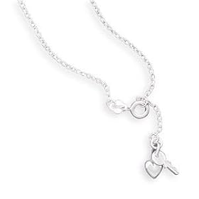 9 Inch+1 Inchextension Polished Sterling Silver Chain Anklet With Heart and Key Charm
